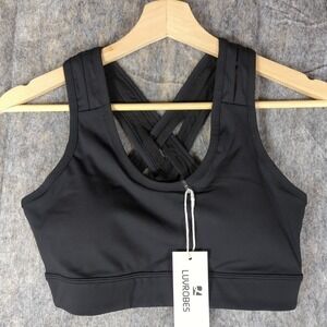 Luvrobes Sport Bra Cross Back, New With Tags, Black, XS, Extra Small,